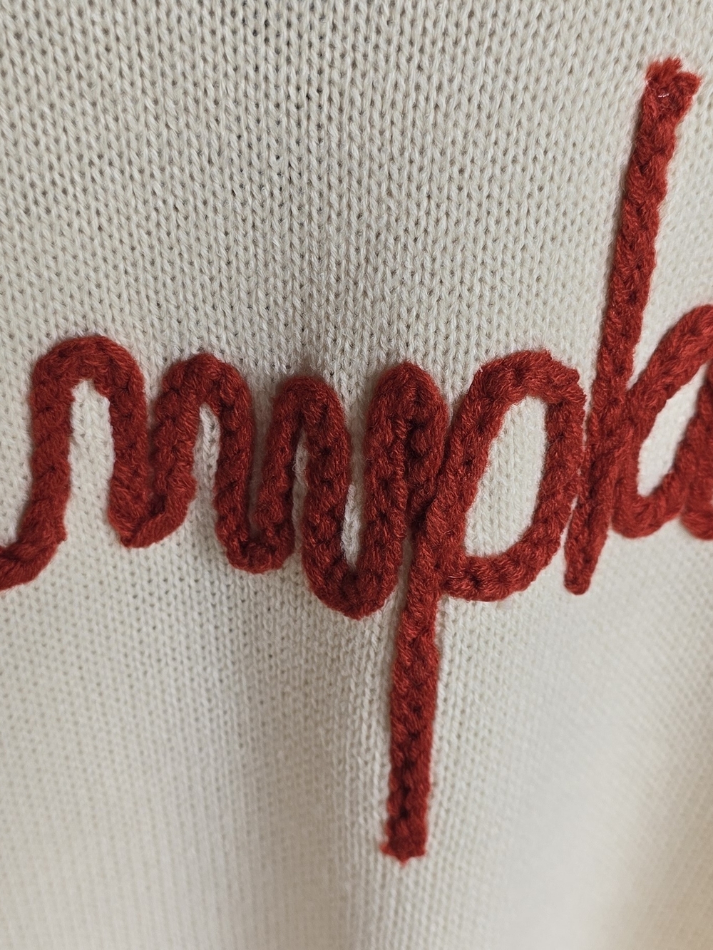 Cozy Cream Crewneck Sweater with Rust 'Pumpkin' Embroidery Fall, Cottagecore - Picture 4 of 7